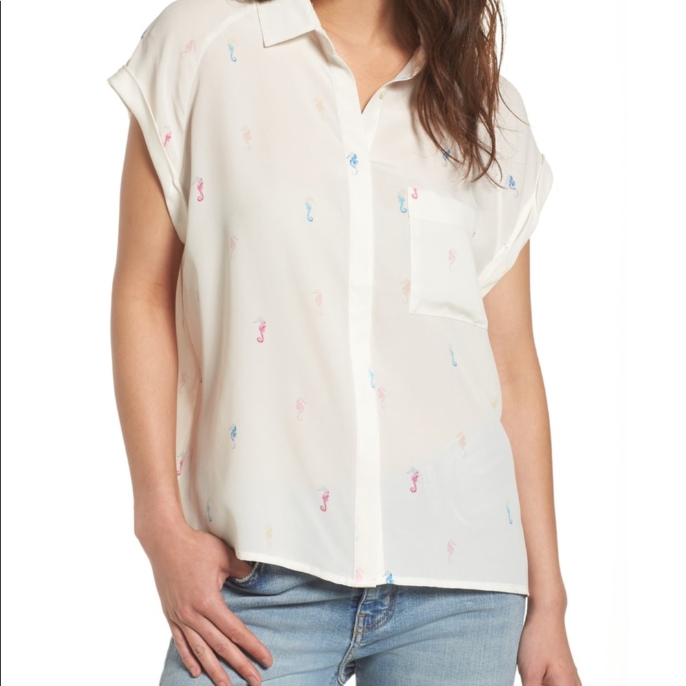 RAILS  Chase Seahorse Print Silk Shirt